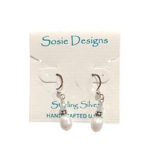 Sosie Designs Sterling Silver 925 Dangle Drop Earrings Fresh Water Pearl Hook